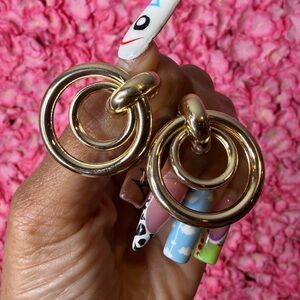 Chunky Gold Double Ring Hoop Earrings